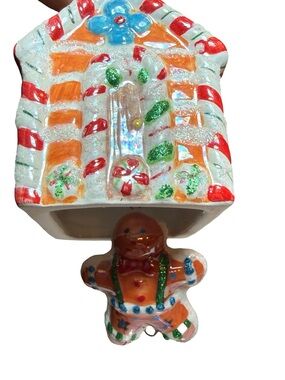 Holiday Gingerbread House Ornament with Gingerbread Man